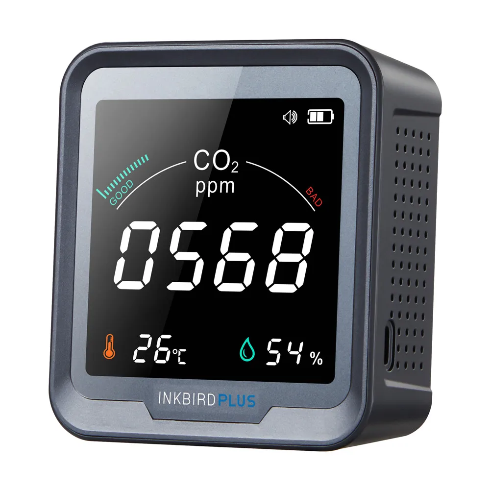 Moniteur de CO2 Bluetooth sans Fil LCD avec Fonction d'alarme Noir détecteur de CO2 pour détecter la Concentration de dioxyde de Carbone la température etc Moniteur de dioxyde de Carbone 