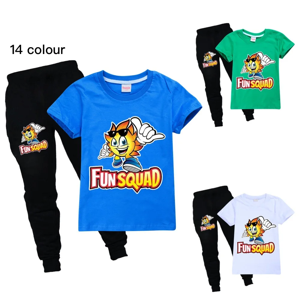 

New Fun Squad game Boy O-neck T-shirt Sets Kids Clothes Boys Teens Sweatshirt Pants Children's Clothing Set Spring Summer 2-16Y