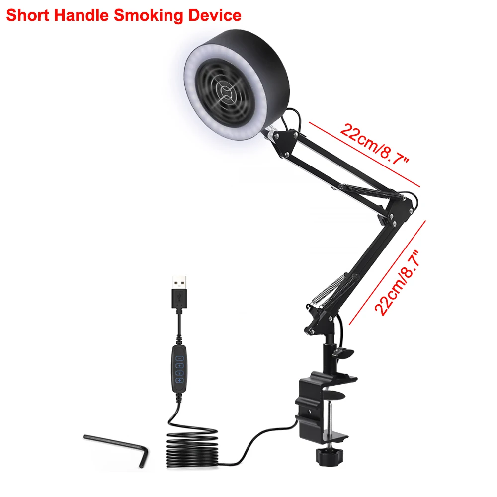 NEWACALOX Adjustable Welding Exhaust Smoking Apparatus with USB 3 Colors LED Light Smoking Device Air Filter Fan for Soldering
