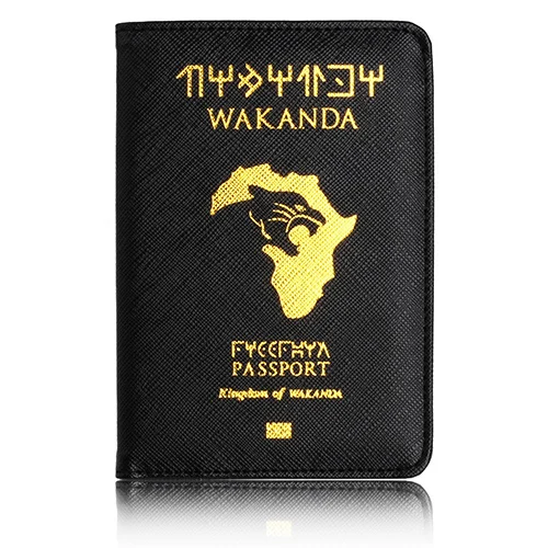 Обложка для паспорта Rfid Блокировка Wakanda Forever Черная пантера Asgard кожаный чехол для паспорта держатель Мстители, Гидра щит Звездного флота - Цвет: Wakanda2
