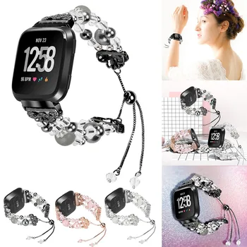 

luxury Watch Band trap for Fitbit Versa Bands Crystal Pearl Bracelet Women Girls Wristband Bracelet Smart Watch Accessory