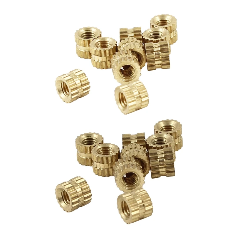 200 Pcs Long 3Mm Brass Knurled Nuts Brass-Color Threaded Round Insert Embedded 100 M3 &amp M2 | Обустройство дома
