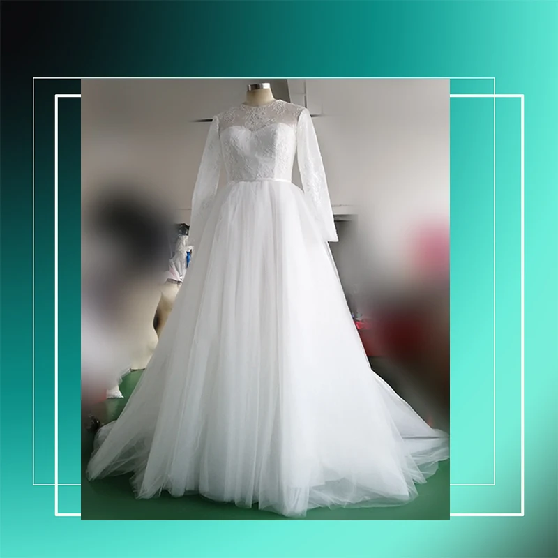 

A line wedding dress long marriage dress lace vestido de noiva zipper back vintage o NECK Customise sash tulle dress for wedding