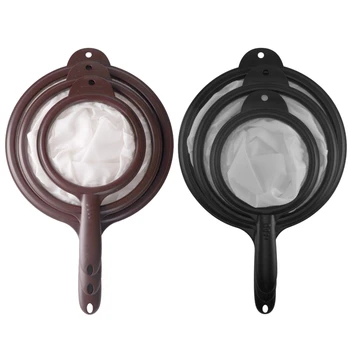 

OOTDTY 3pcs/set Reusable Multi-function Filter Bag Fine Mesh Cotton Filtration with Handle for Soymilk Milk Tea Coffee