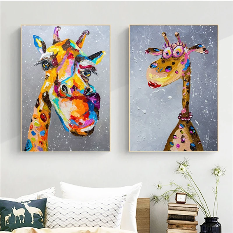 

Street Graffiti Funny Cartoon Giraffe Canvas Painting Posters and Prints Canvas Wall Art Paintings Baby Kids Bedroom Wall Decor