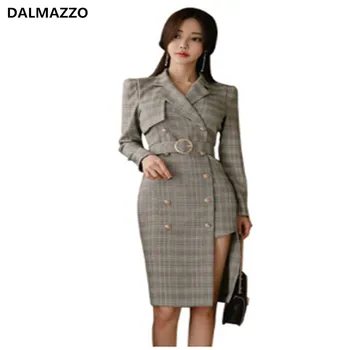 

High-end Designer 2019 Newest Autumn British style Fashion Women Belt Plaid Long Coat Female Maxi Coat Long Trench Outwear XL