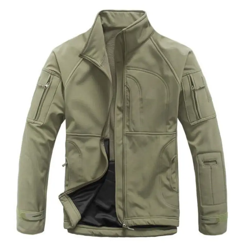 

Winter Men Camouflage Military Tactical Jacket Sharkskin Soft Shell Stand Collar Waterproof Windbreaker Outerwear Fleece Coats