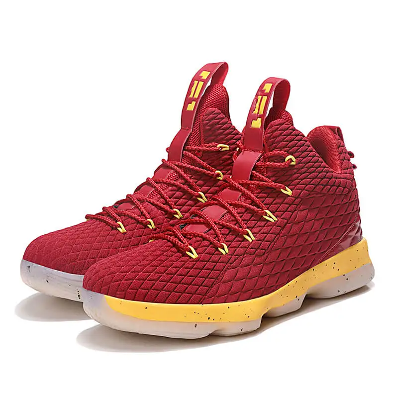 Red Black Баскетбольные кроссовки Lebron 15 James с высоким берцем, амортизирующие дышащие спортивные мужские кроссовки - Цвет: Red Black