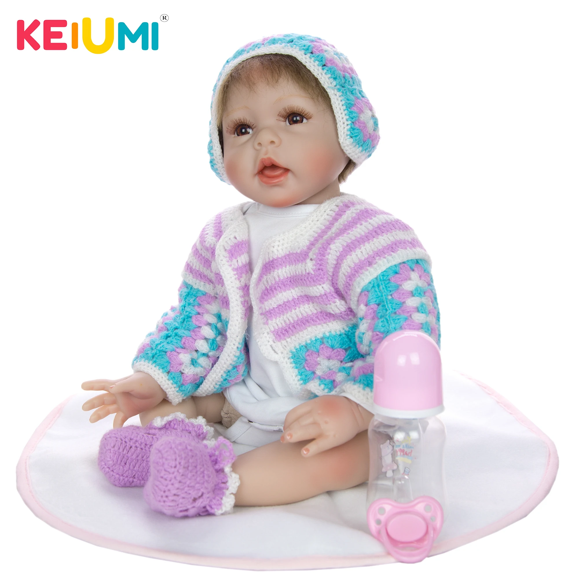 KEIUMI для ручной работы Силиконовая Кукла Reborn Baby Dolls Menina 55 см имитирует говорящий ребенок Reborn Мягкая кукла игрушка милый Playmate для детей