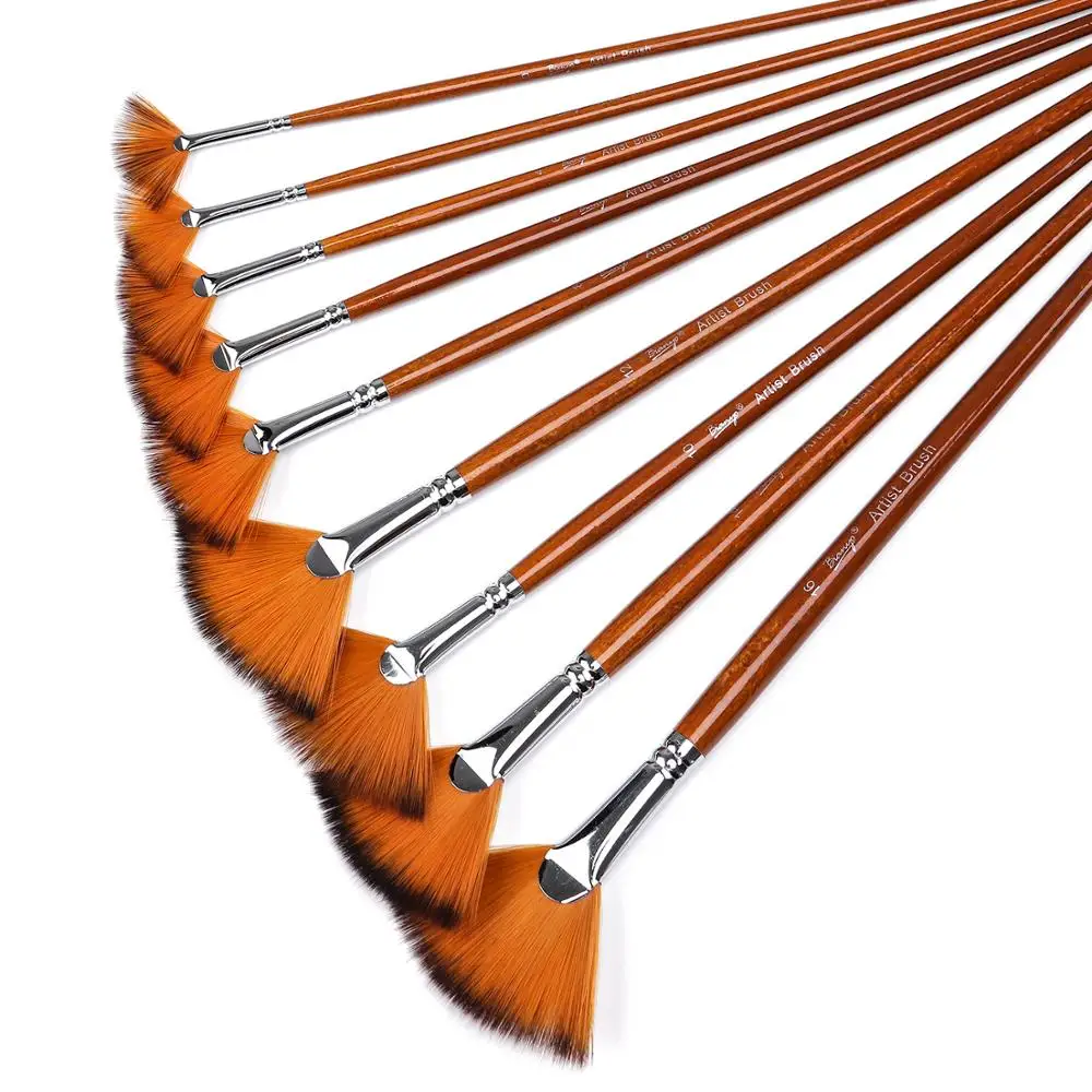 

9Pcs Nylon Hair Painting Brushes Set Fan Shaped Paint Brush Gouache Watercolor Acrylic Oil Painting Drawing Tool Art Supplies