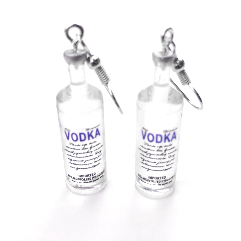 Mode winzige Wodka Flasche Tropfen Ohrringe für Frauen Mädchen lustige transparente Trink flasche baumeln weiblichen Schmuck Party Geschenk