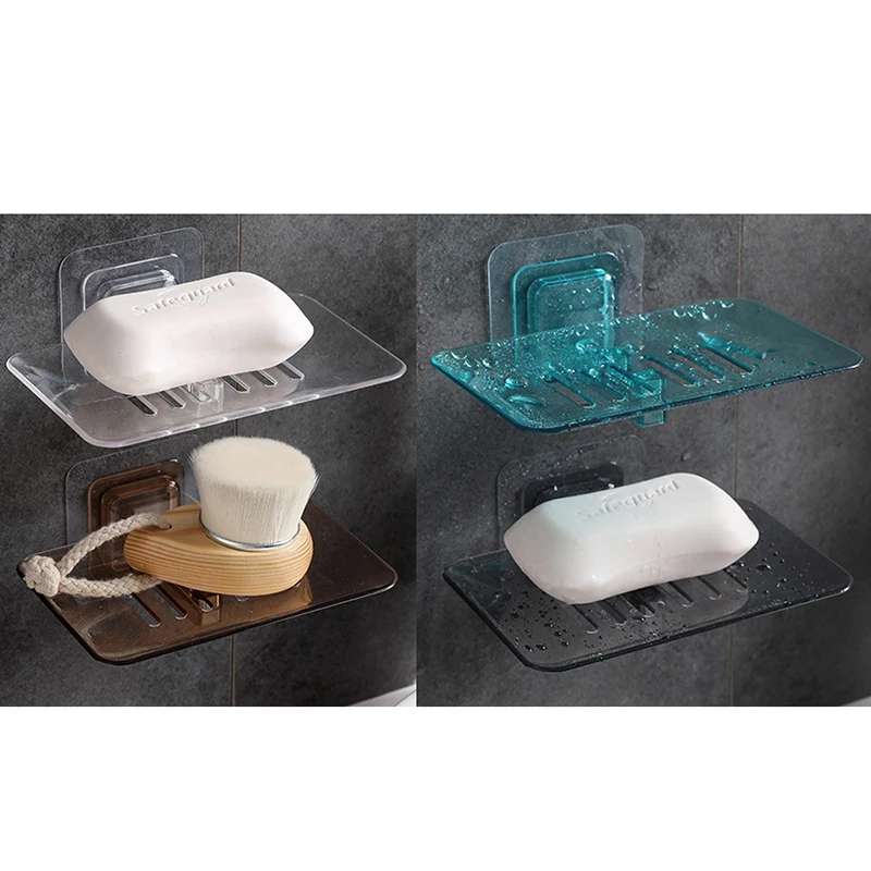 1PC Soap Dishes Single Layer Suction Soap Dish Holder Storage Stand Soap Box Stand Kitchen Bathroom Accessories