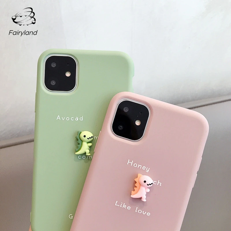 

Cute Dinosaur Soft TPU Protect Case For Mobile Phone 3D Animal Print Phone Case Back Cover For iPhone 11 Pro XS Max XR X 7p 8p