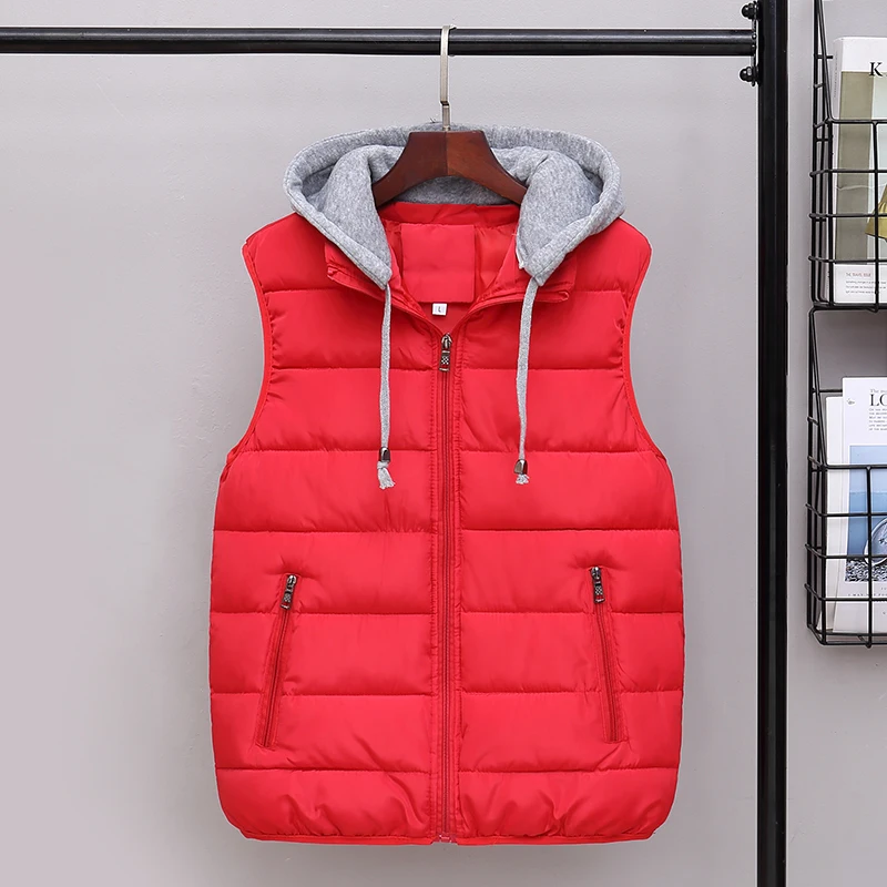 Men's Winter Hooded Vest Waistcoat Overcoat Hat Winter Men's