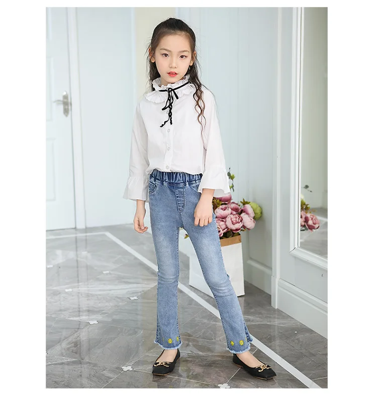 ZYT Early Yang Child Girls Spring New Products Big Boy Fashion Boot-Cut Cowboy Trousers