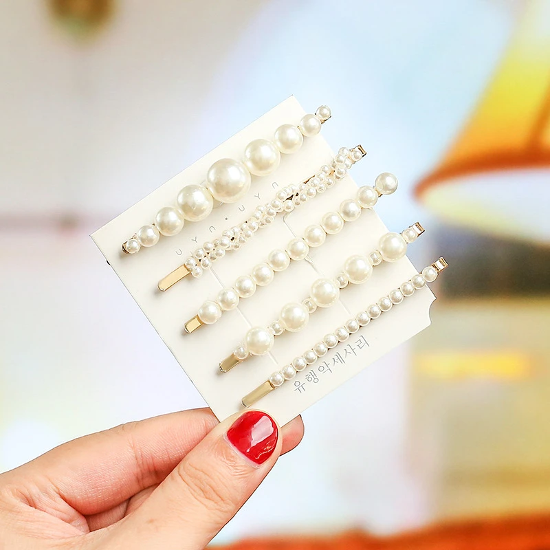 

Outfit Trendy Pearl Handmade Hair Clips For Women Geometric Hair Barrette Triangle Square Hairpins Snap Hair Styling Accessories