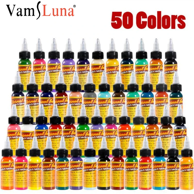 50pcs Eternal Tattoo Ink Set 50 Colors 1oz 30ml Body Painting Permanent Makeup Coloring Tattoo Art Naturally Harmless Pigmenttattoo Inks - Aliexpress