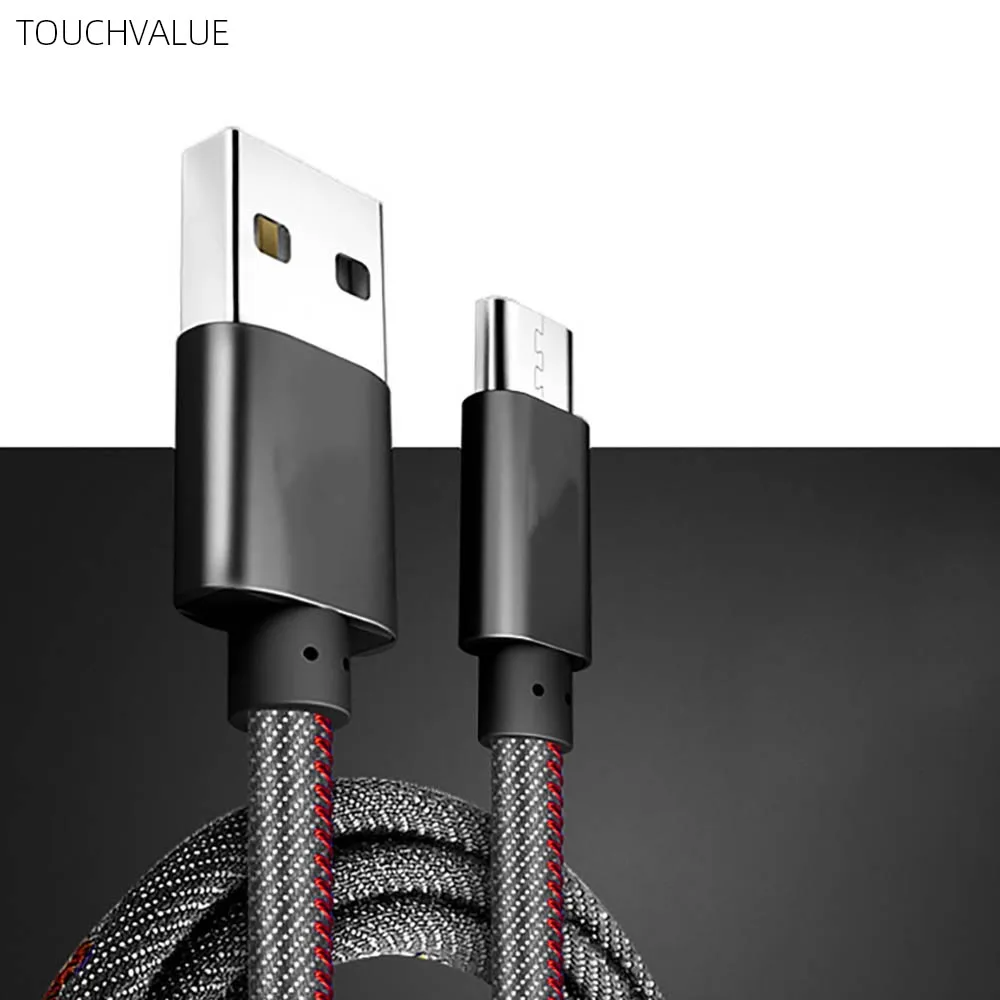 5 шт./лот, джинсовый Micro usb кабель для зарядки 3A, кабель для быстрой зарядки, Аксессуары для мобильных телефонов, синий, черный, 1 м, 2 м