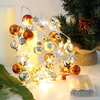 

20 LED Cute Xmas Ball Jingle Bell Ornament String Fairy Lights Battery Operated Home Garden Christmas Holidays Party Decorations