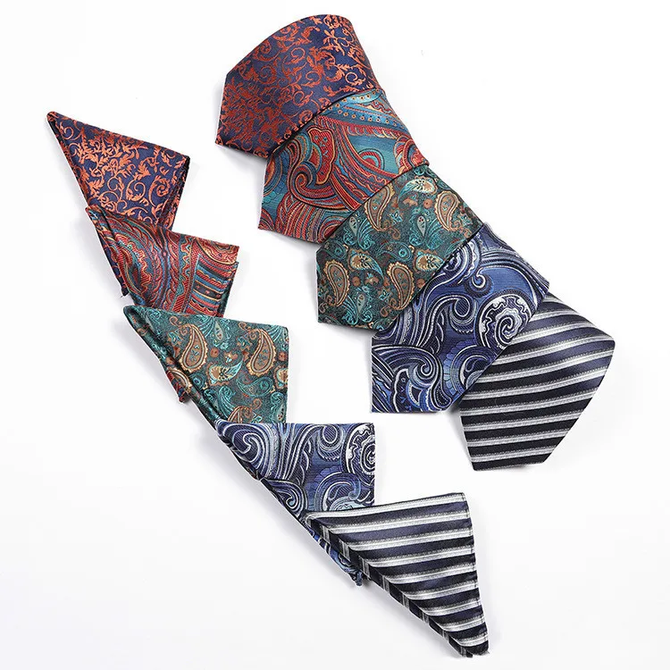 

Jacquard Weave Texture Of Material Business Affairs Leisure Time Correct Dress Necktie Pocket A Piece Of Cloth Two Paper Set