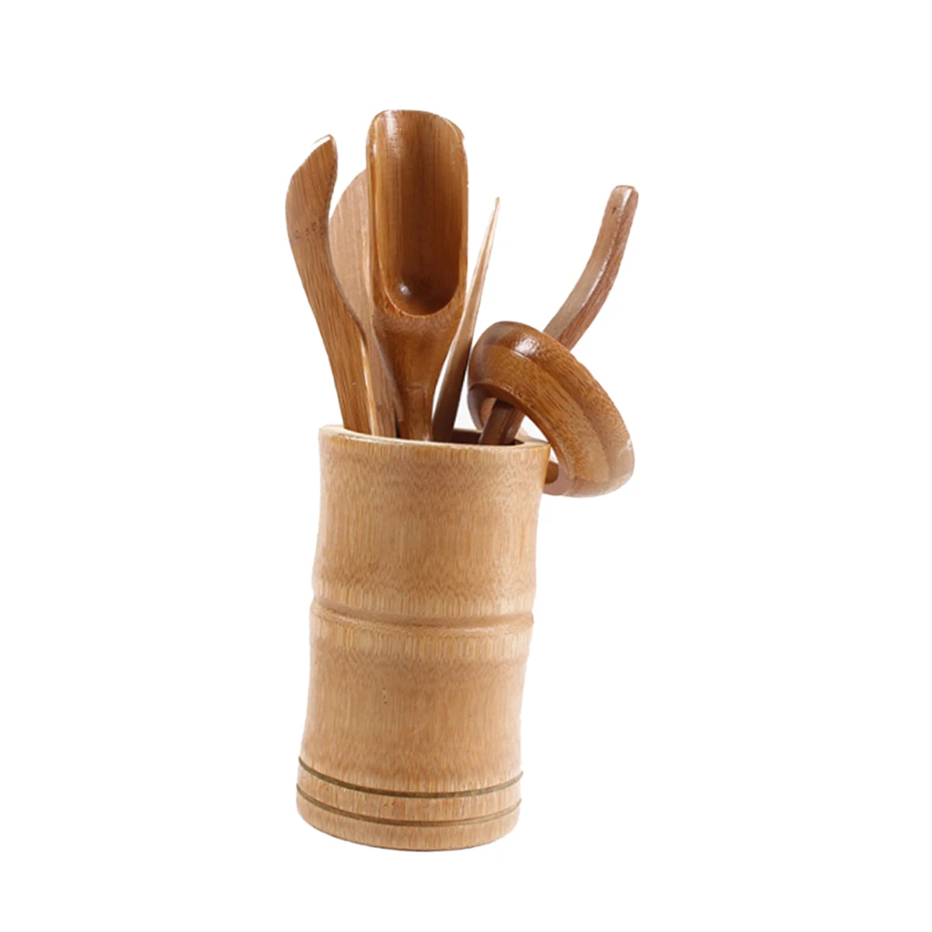 6 Pieces Bamboo Tea Utensils Chinese Gong Fu Tea Ceremony Cha Dao Tools Set