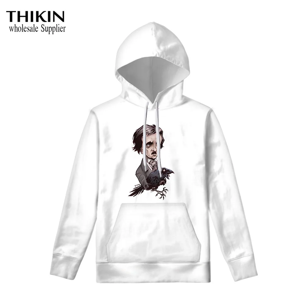 THIKIN EDGAR ALLAN POE, мужская толстовка с капюшоном, забавная уличная одежда для мужчин/wo, мужские осенние зимние повседневные Толстовки, Толстовки, пуловеры, топы - Цвет: as picture