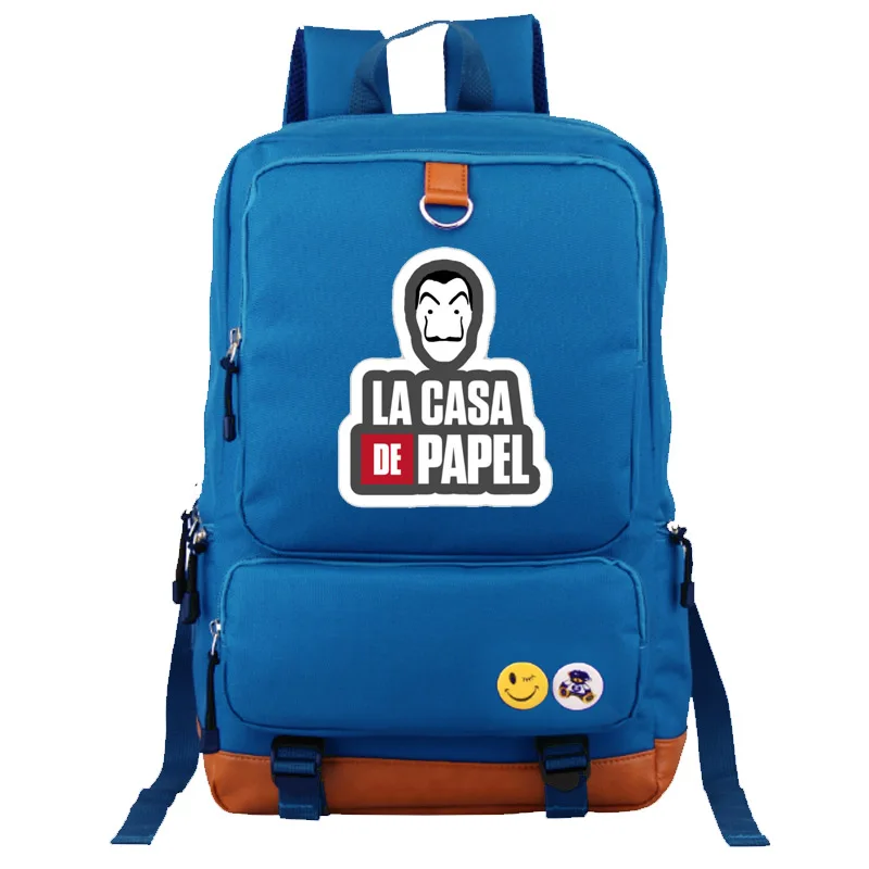 style3 Blue La Casa de Papel школьная сумка светящийся в темноте рюкзак студенческий школьный рюкзак ноутбук рюкзак повседневный рюкзак - Цвет: style3 Blue