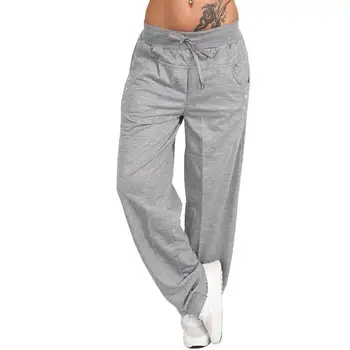

Women'S Baggy Pants Loose Laced Trousers Bodybuilding Outdoor Sport Polyester Fiber Light Grey Fashion Sexy