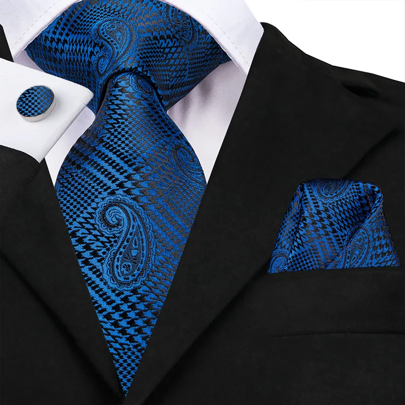 Hi-Tie набор запонок Hanky мужской галстук шелковые галстуки для мужчин s 8,5 см золотой узор в горошек синий дизайнерский бизнес Свадебный галстук