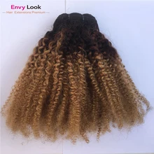 Aliexpress - Ombre 1B/27 Afro Kinky Curl Three Bundles 14 16 18 Inch Sewn By Machine 100% Human Hair Brazilian Hair Bundles