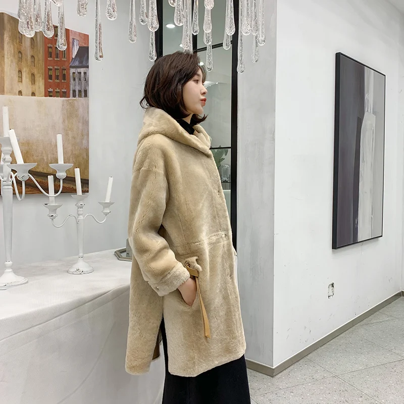 Natural Real Fur Coat Female Wool Jacket Korean Vintage Tops Autumn Winter Sheepskin Coat Women Clothes Manteau Femme