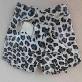 

Women Faux Leather Heart Hollow Biker Motorcycle Mittens Dancing Gloves YRD