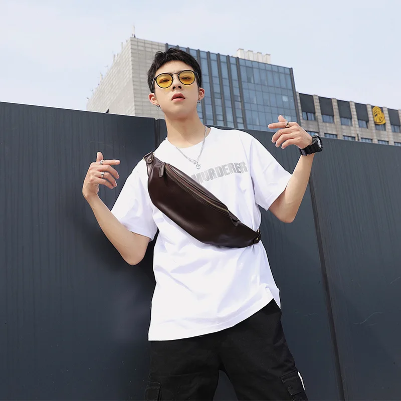 Мужская маленькая нагрудная сумка из искусственной кожи модная винтажная