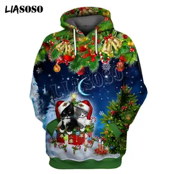 

LIASOSO Christmas Santa Claus 3D Printed Men Hoodies/Sweatshirt Harajuku Fashion Hooded Long Sleeve Pullovers Unisex Streetwear