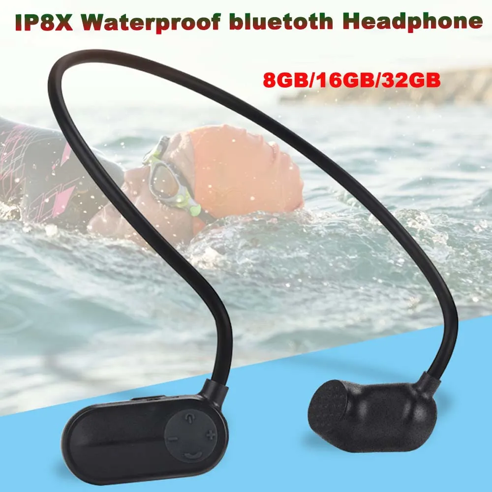 

JINSERTA Bluetooth Bone Conduction 8G 16G 32G HIFI MP3 Player IPX8 Waterproof Swimming Outdoor Sport Earphones USB MP3 Music