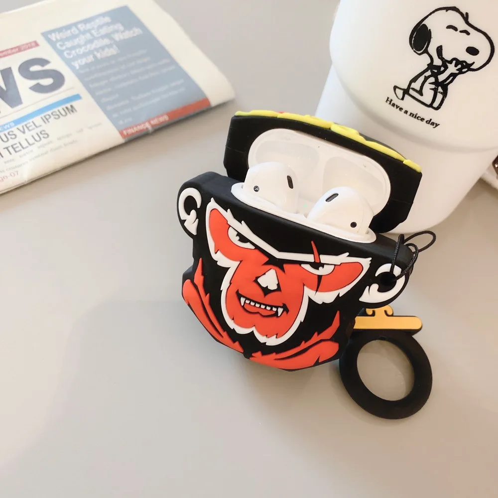 3D Sun WuKong Monkey King беспроводной Bluetooth чехол для наушников для AirPods 1 2 Мягкая силиконовая гарнитура Защитная крышка с ремешком