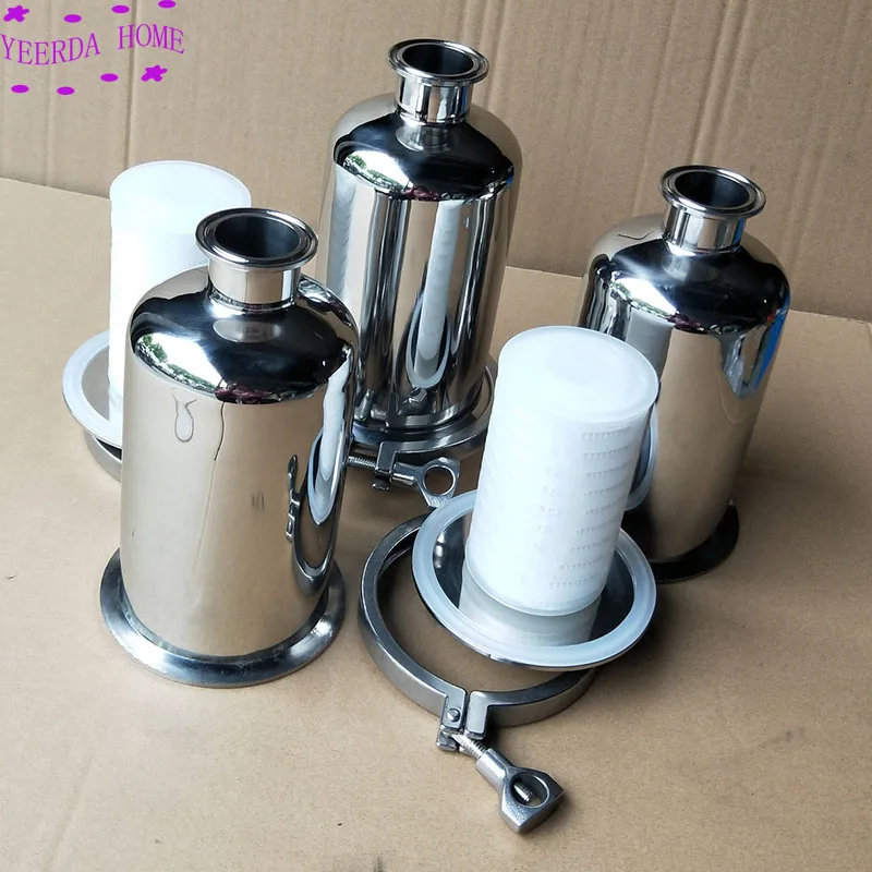 Sterile respirator SS304 Sanitary Pipe Filter Ferrule OD 50.5mm Air Filter Tri-clamp Strainer PPT Element 5"/10"