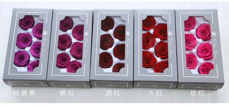 5-6CM/6pcs Grade B Preserved Rose Flowers Head Beauty And The Beast Forever Roses Real Eternal Rose for Wedding Home Decoration
