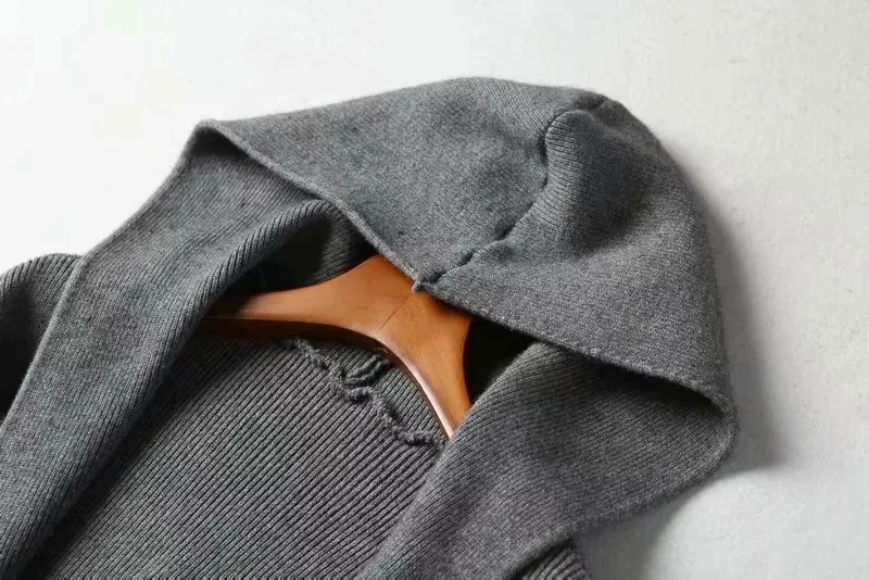 Новинка, весенний модный Свободный кардиган с длинным рукавом и капюшоном, вязаный кардиган, повседневный женский свитер