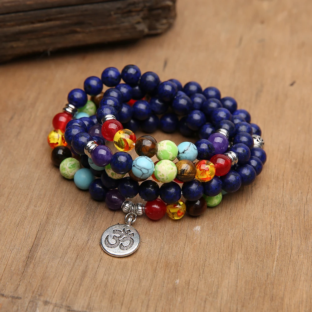 SHINUS BOHO mala бисер Йога браслет натуральный камень 8 мм бисерный декларирующий браслет женский ручной работы paryer Браслет Bijoux