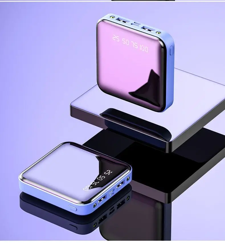 Мини банк питания 30000 мАч для iPhone 7 8 X samsung банк питания Pover Банк зарядное устройство два Usb порта Внешний аккумулятор Poverbank Portab - Цвет: Синий