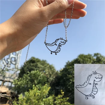 

Christmas Stainless Steel Personalized Kids Drawing Necklace Custom Children's Artwork Family Necklace DIY New Mama Baby Jewelry