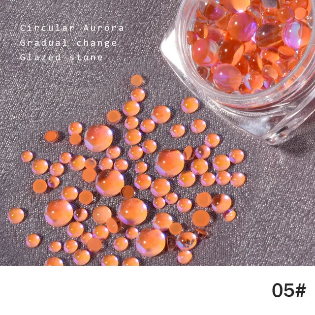 FlorVida 20pcs Sweet Heart Mermaid Rhinestone Beads Holographic Crystal Gems Stones For Nail Art Decorations Mix Size Box Kawaii 100pcs Round 05