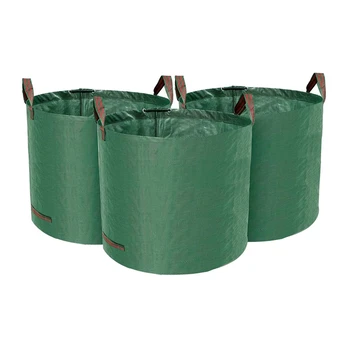 

3-Piece Set Garden Bag Independent Foldable Green Storage Bag for Agriculture and Forest Leaves 120L