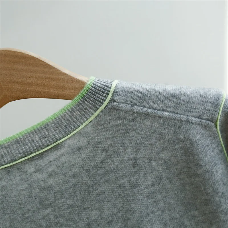 100% Cashmere Knit T-shirt Women's Short-sleeved