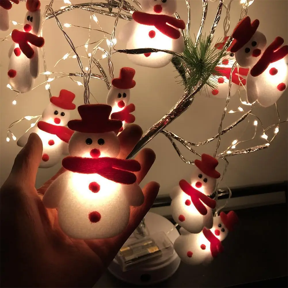 Christmas 10 LED String Light Snowman Fairy Indoor Lights Party Xmas Tree Decor 