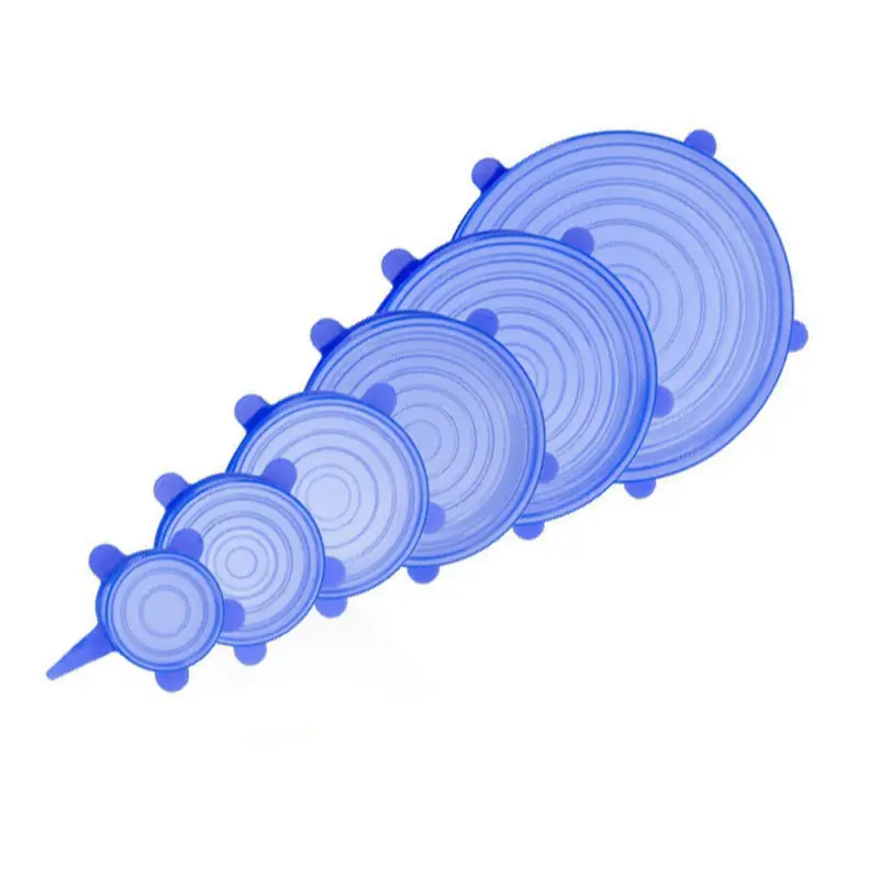 6 шт набор универсальный силиконовый стрейч всасывания горшок кухонные крышки крышка Пан Чаша фиксаторы уход за кожей лица маска свежий Еда крышка чехол для микроволновой печи многоцветный - Цвет: blue