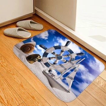 

Home Decor 3D Sailing Rudder Bathroom Mat Rug Soft Crystal Fleece Anti-skid Kitchen Carpet Balcony Doormat Living Room Carpets