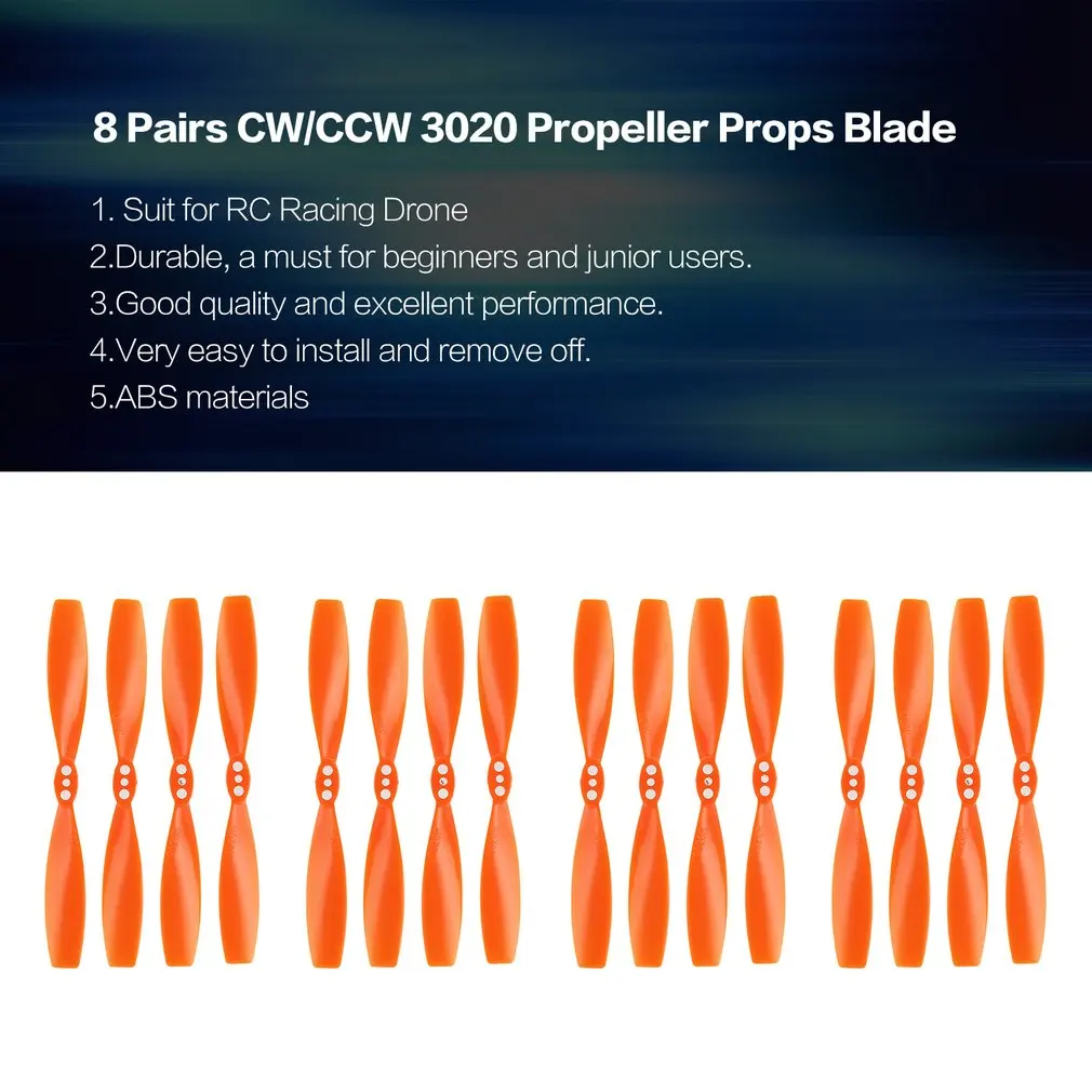 

2019 8 Pairs CW/CCW 3020 Propeller Props Blade for RC Racing Drone Quadcopter Aircraft UAV Spare Parts Accessories Component
