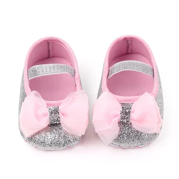 

0-18M Newborn Kid Baby Girls Shoes Elegant Cute Sweet Bowknot Princess Prewalker Shoes Infant Sneaker Non-Slip Shoes